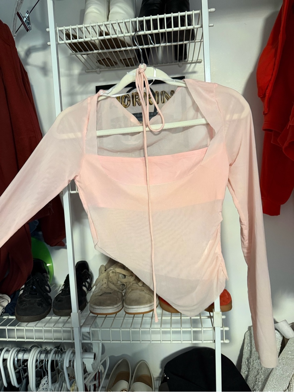 White Fox boutique Pink Long-sleeve sheer top